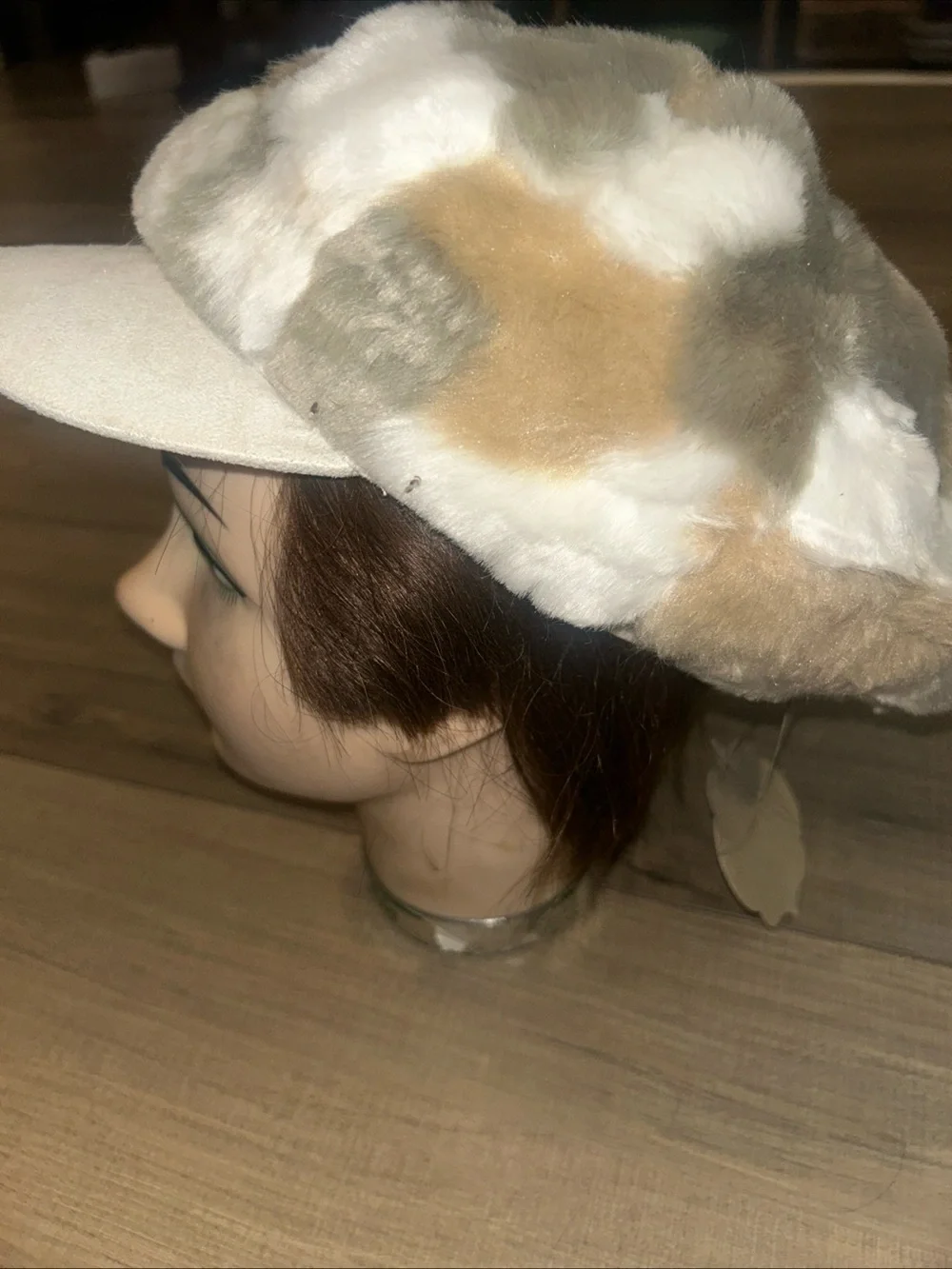 Angora Blend Plushie Newsboy Hat Hippie Groovy Retro Winter Fuzzy Earth Tones